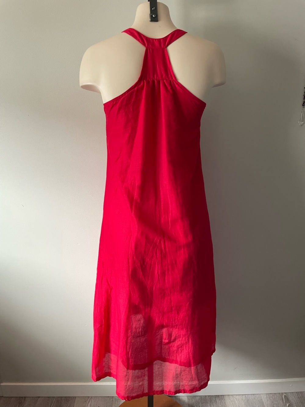 Y2K Vintage Pixie Crochet Midi Shift Swing Dress Racerback Red - Picture 2 of 5